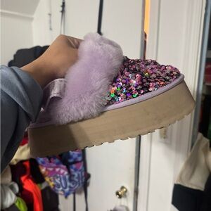 Platform UGG Lavender Faux Fur Slippers